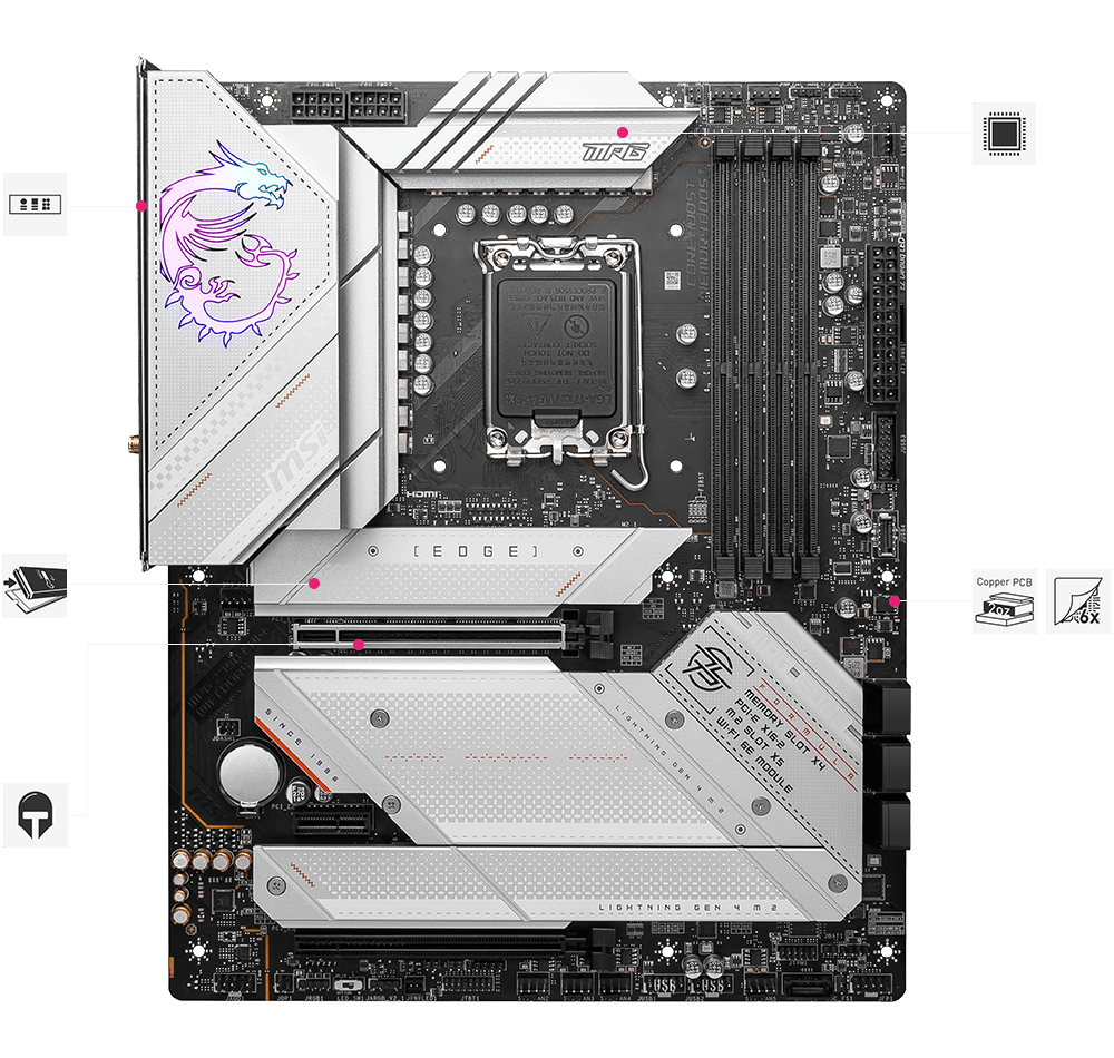 MSI MPG Z790 Edge WiFi DDR4 Gaming Motherboard MSI MPG Z790 Edge WiFi DDR4 Gaming Motherboard